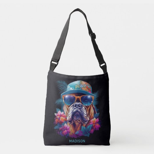 Sac Ajustable Nom personnalisé Tropical Vacances Chien (Devant)