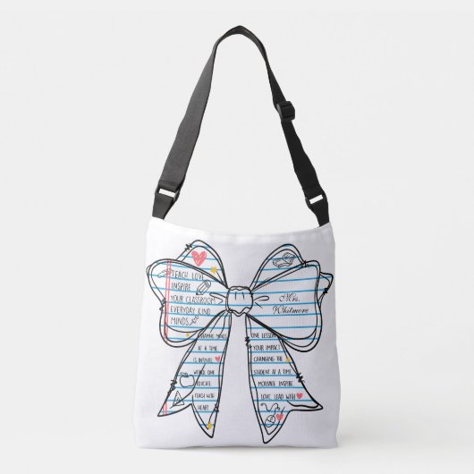 Sac Ajustable Notebook Bow Teacher Back to School Personalized (Devant)