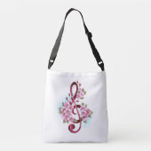 Sac Ajustable Notes de clef musicale en treble avec des fleurs S (Dos)