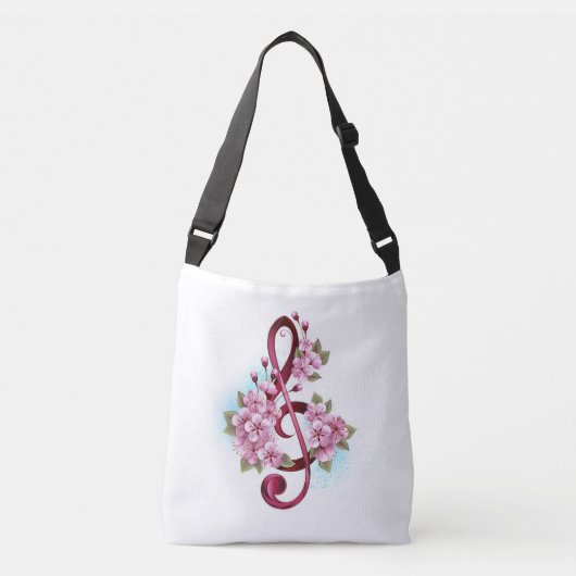 Sac Ajustable Notes de clef musicale en treble avec des fleurs S (Devant)