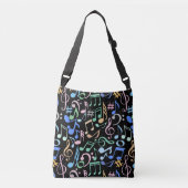 Sac Ajustable Notes et symboles musicaux Pastel Motif. BG noir (Devant)