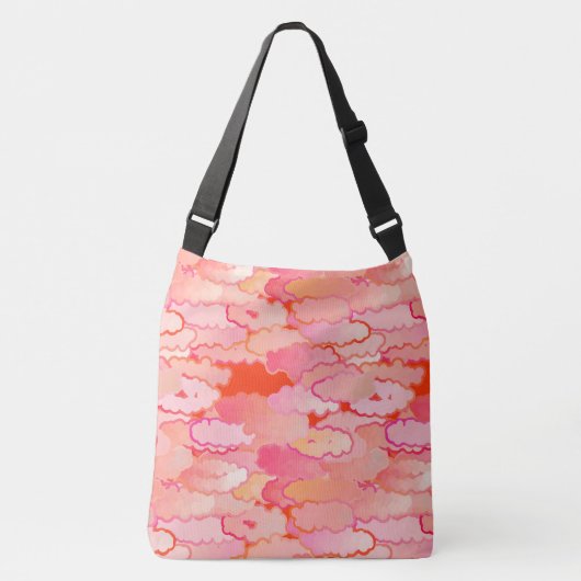 Sac Ajustable Nuages Japonais, Coucher de Soleil, Corail, Fuchsi (Devant)