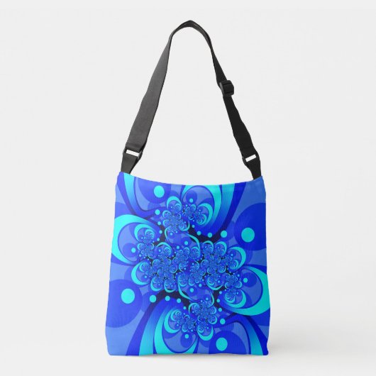 Sac Ajustable Nuances de bleu moderne art fractal Abstrait (Devant)