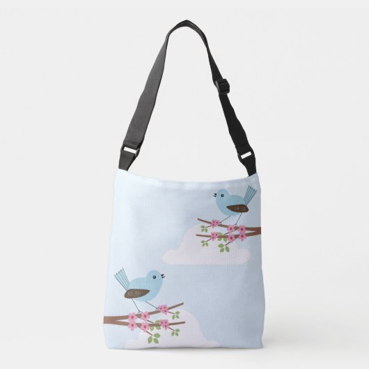 Sac Ajustable Oiseau bleu dans l'arbre en fleurs mou (Devant)