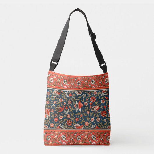 Sac Ajustable Oiseau et fleurs Perse Motif bleu rouge (Devant)