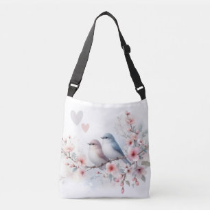 Sac Ajustable Oiseaux de l'amour romantique Branche de fleurs de