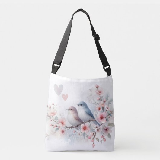 Sac Ajustable Oiseaux de l'amour romantique Branche de fleurs de (Devant)
