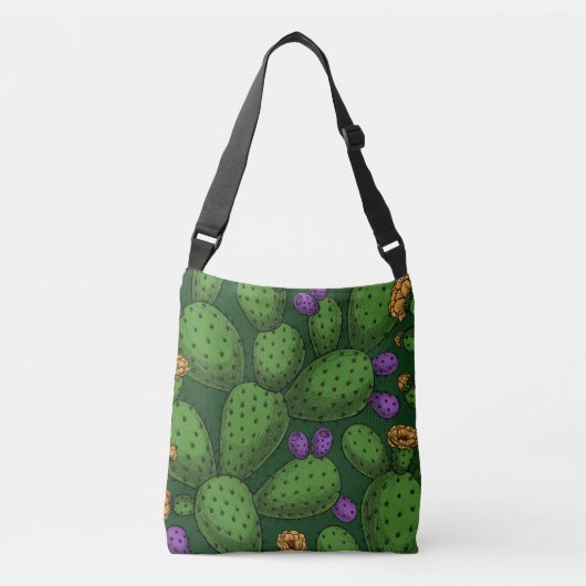 Sac Ajustable Opuntie de floraison sur vert foncé (Devant)