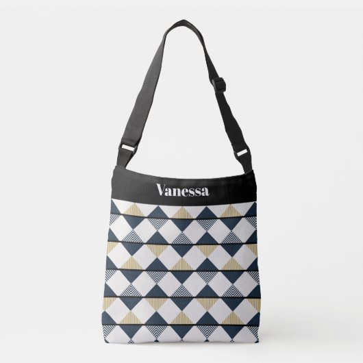 Sac Ajustable Or noir bandes blanches et diamants (Devant)