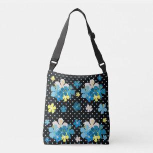 Sac Ajustable Orchidées sur pois bleu/noir
