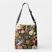 Sac Ajustable Os d'Halloween, motif floral sans couture. (Dos)