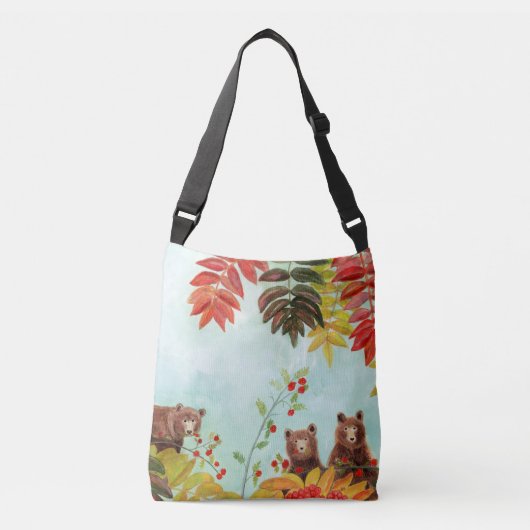 Sac Ajustable Ours Brown Mangeant Baies Rowan Rouge (Devant)