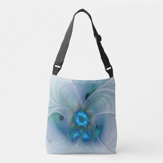 Sac Ajustable Ovations debout, fractale abstraite bleu turquoise (Devant)