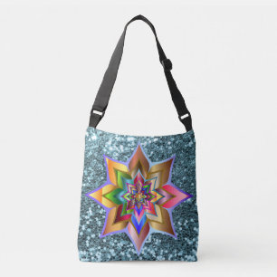 Sac Ajustable Pailleté Faux Aqua Floral Coloré Clair