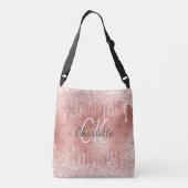 Sac Ajustable Paillettes de rose gold qui dégoulinent, monogramm (Dos)