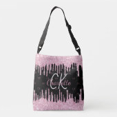 Sac Ajustable Paillettes noir rose en gouttes de monogramme élég (Dos)