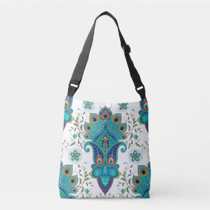 Sac Ajustable Paisley orientale, motif en plumes paon.