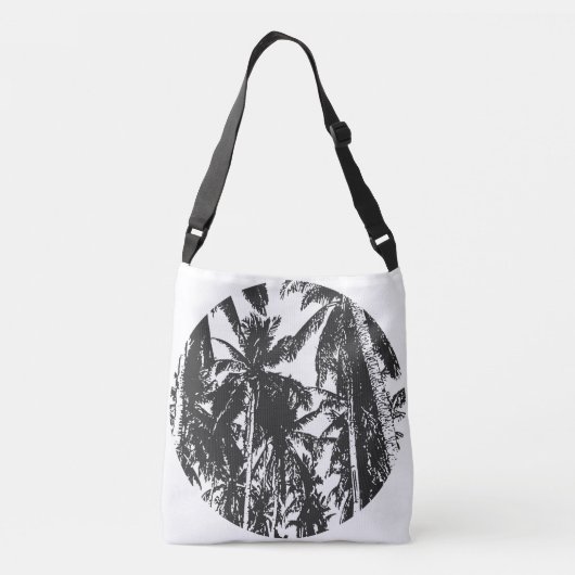 Sac Ajustable Palmiers tropicaux design circulaire en noir (Dos)