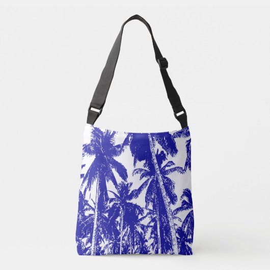 Sac Ajustable Palmiers tropicaux Design en bleu et blanc (Devant)