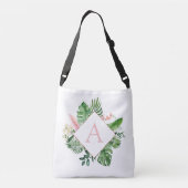 Sac Ajustable Palmiers tropicaux Mariage rose clair Monogramme (Dos)