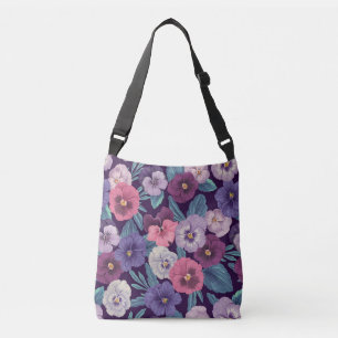 Sac Ajustable Pansies colorées sur violet profond