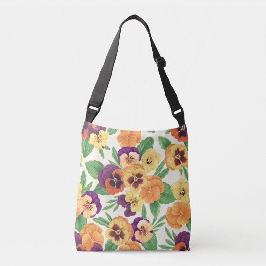 Sac Ajustable Pansies sur blanc cassé (Devant)