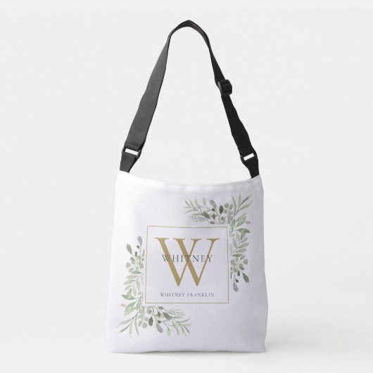 Sac Ajustable Papier Peint à l'Aquarelle Monogramme Doré (Devant)