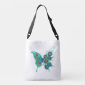 Sac Ajustable Papillon aux plumes de paon vert (Dos)
