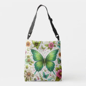 Sac Ajustable Papillon vert entouré de fleurs (Dos)