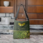 Sac Ajustable Papillon vert or avec Monogramme de feuillage Boho