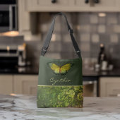 Sac Ajustable Papillon vert or avec Monogramme de feuillage Boho