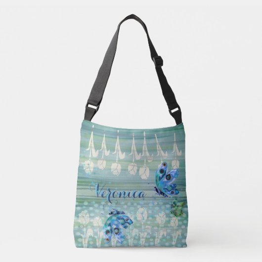 Sac Ajustable Papillons bleu blanc Tulipes Fourre-tout (Devant)