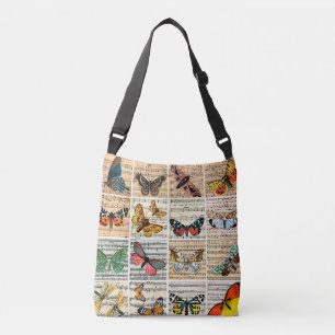 Sac Ajustable Papillons bugs Feuille Musique Vintage Ephemera Ar