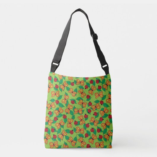 Sac Ajustable Papillons et coccinelles sur les feuilles verts (Devant)