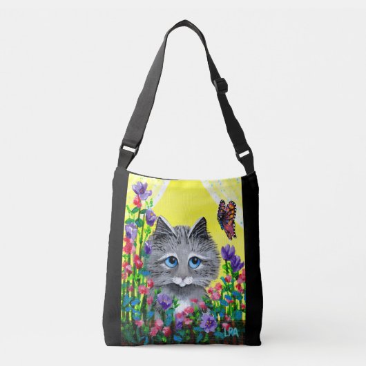 Sac Ajustable Papillons gris Tabby Fleurs (Devant)