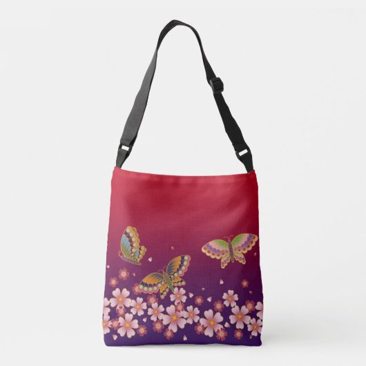 Sac Ajustable Papillons Japonais Au Milieu De Sakura Fleurit Rou (Dos)