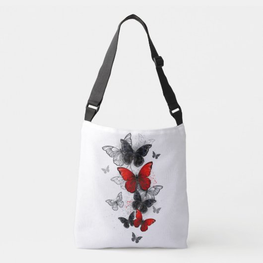 Sac Ajustable Papillons noirs et rouges volants (Devant)