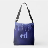 Sac Ajustable Parties scintillant bleu marine gouttes monogramme (Devant)