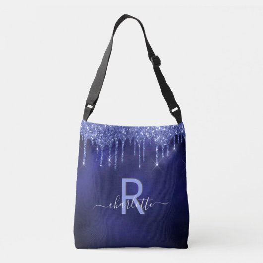 Sac Ajustable Parties scintillant bleu marine gouttes monogramme (Dos)