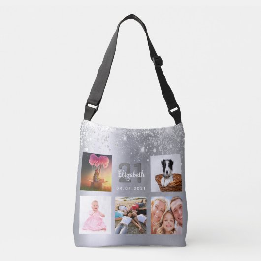 Sac Ajustable Parties scintillant d'argent d'anniversaire photo (Devant)