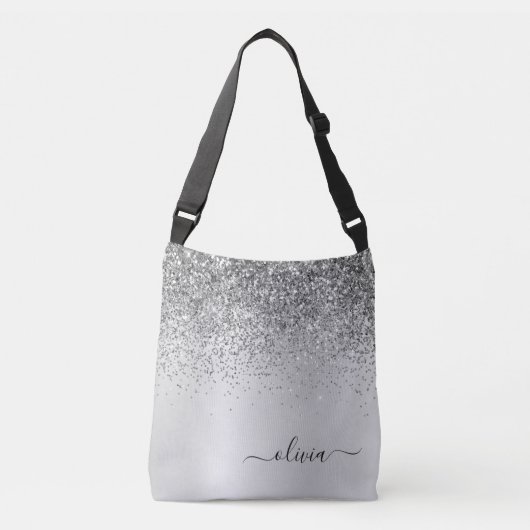 Sac Ajustable Parties scintillant d'argent Monogramme métallique (Devant)