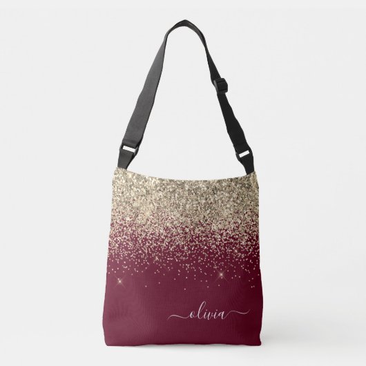 Sac Ajustable Parties scintillant d'or Bourgogne Monogramme de f (Devant)