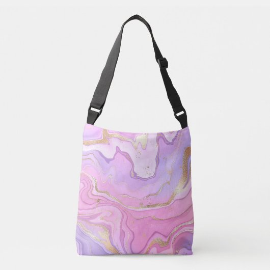 Sac Ajustable Parties scintillant en marbre rose violet or (Devant)