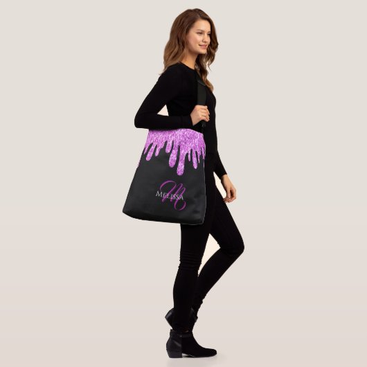 Sac Ajustable Parties scintillant étincelante rose noir Monogram (Sur le modèle)