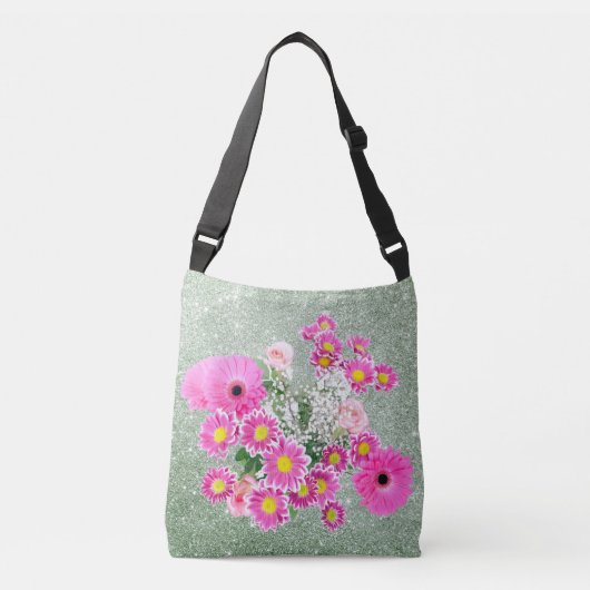 Sac Ajustable Parties scintillant Faux Rose Floral Vert Doux (Devant)