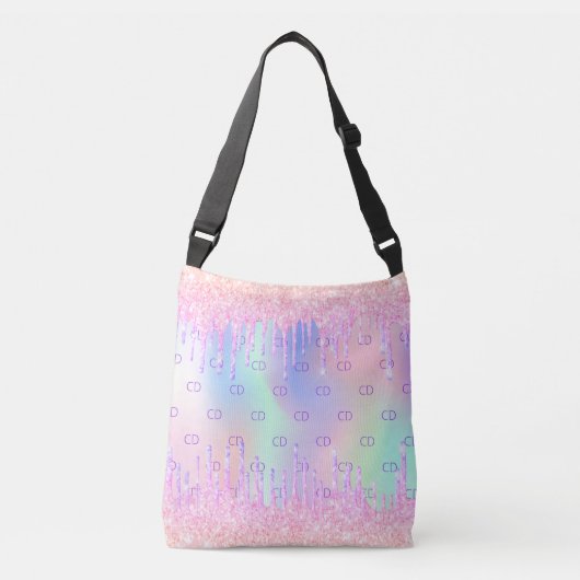Sac Ajustable Parties scintillant rose goutte holographique mono (Devant)