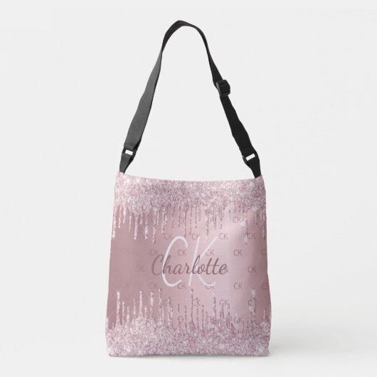 Sac Ajustable Parties scintillant rose gouttes monogramme élégan (Dos)