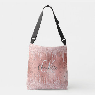 Sac Ajustable parties scintillant rose or gouttes rose monogramm