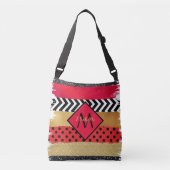 Sac Ajustable Parties scintillant rouge Noir Brush Stroke Monogr (Devant)
