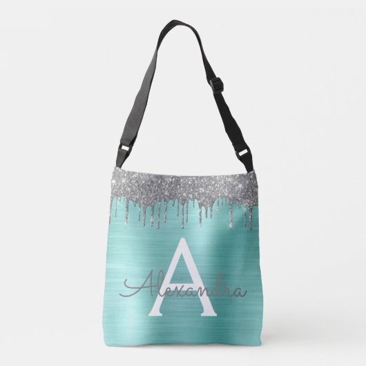 Sac Ajustable Parties scintillant Turquoise argentée en métal br (Dos)